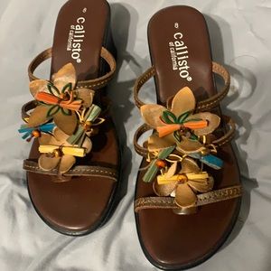 Callisto Floral Wedge Sandal